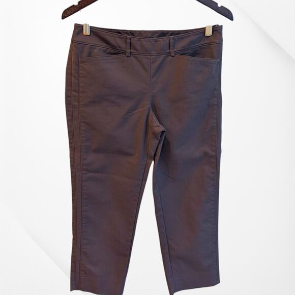 White House Black Market Slim Ankle Length Brown Pants  With Side Zipper - 4 - Picture 1 of 8